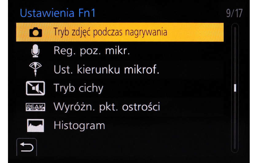 Menu personalizacji aparatu Panasonic Lumix G9