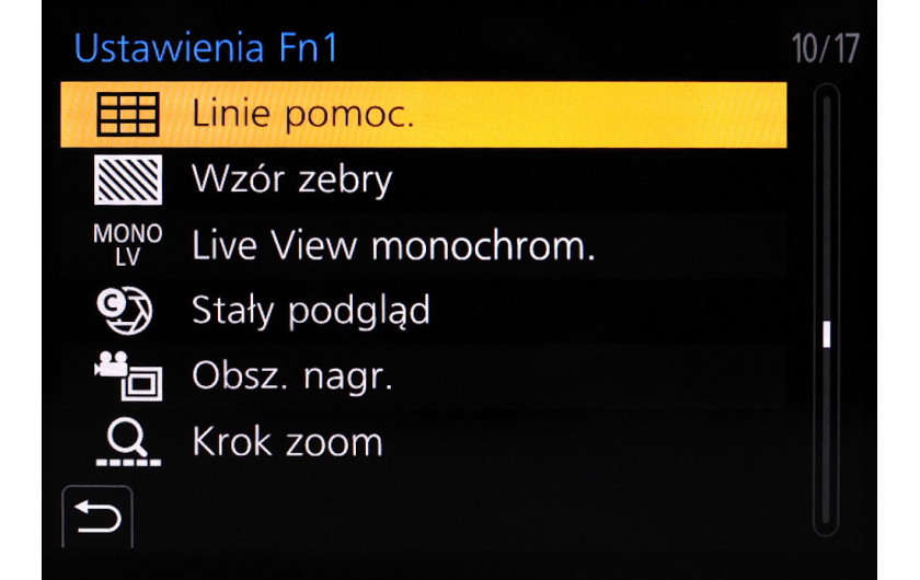 Menu personalizacji aparatu Panasonic Lumix G9