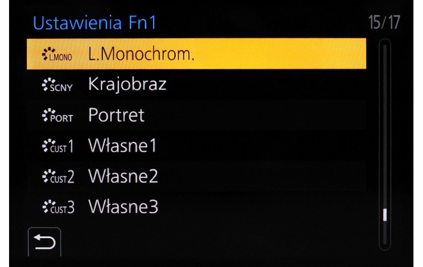 Menu personalizacji aparatu Panasonic Lumix G9
