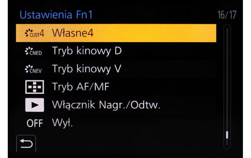 Menu personalizacji aparatu Panasonic Lumix G9