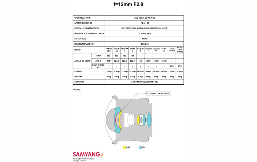 Samyang 12 mm f/2,8 ED AS NCS Fish-eye