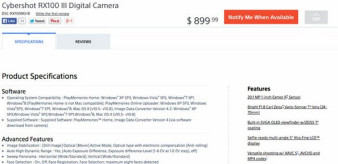 Sony RX100 III - przeciek ze strony producenta