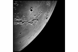 (c) 1999 Michael Light, The Ocean of Storms and the Known Sea; Photographed by Kenneth Mattingly, Apollo 16, April 16-27, 1972 Digital c-print; signed, titled, dated, editioned; 39.5"x39.5"; edition 50 Negative NASA; digital image