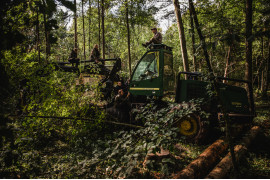 Krystian Maj - Białowieża 27.09.2017 Harvester zatrzymany przez ekologów podczas wycinki na terenie, gdzie limity pozyskania drewna zostały już dawno przekroczone.