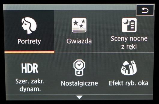 Pozycje trybu scenerii