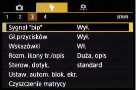 Menu główne aparatu Canon EOS M100