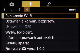 Menu główne aparatu Canon EOS M100
