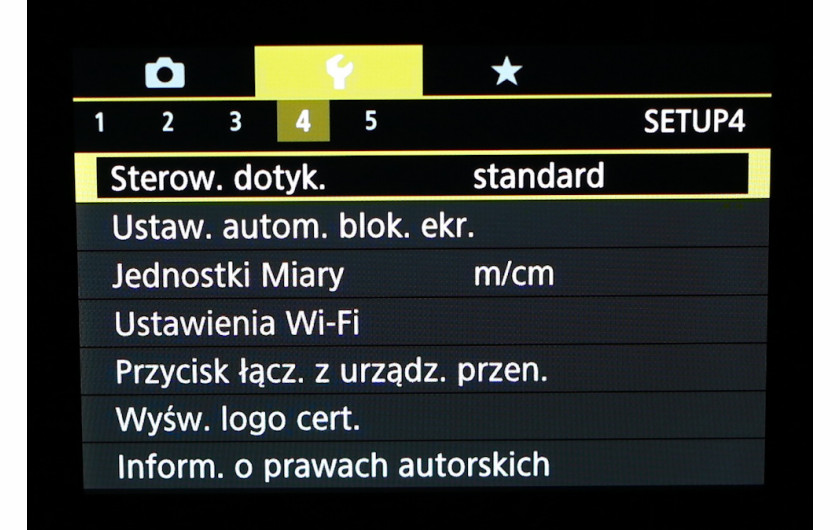 Menu standarowe aparatu Canon PowerShot G9 X