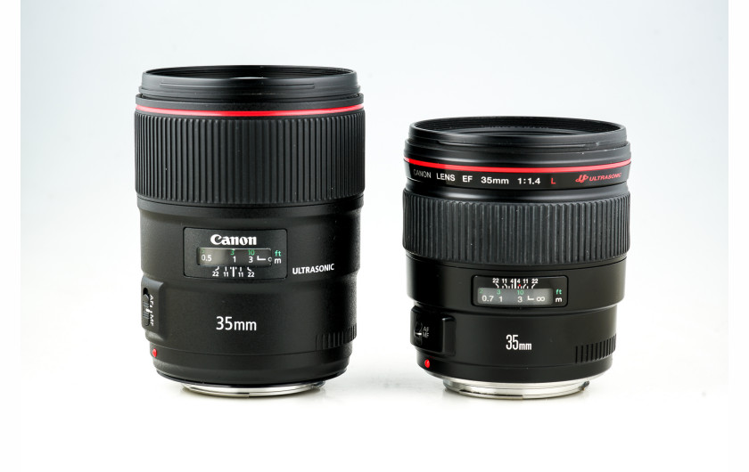 Canon EF 35 mm f/1.4 II USM (po lewej) vs Canon EF 35 mm f/1.4 USM (po prawej)