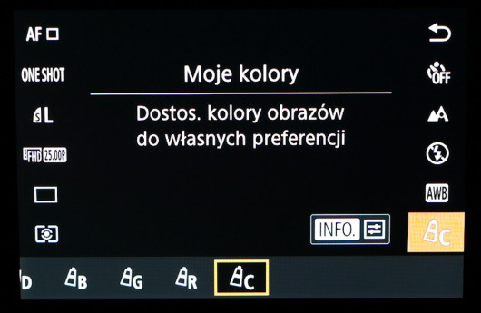 Menu 'Moje Kolory'
