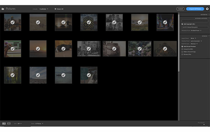 Lightroom 6 - nowy wygląd panelu Import