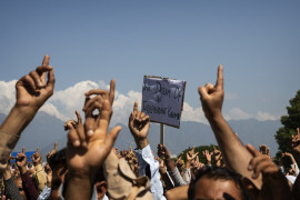 fot. Dar Yasin. Mieszkańcy wykrzykują wolnościowe hasła podczas protestu przeciwko polityce Indii. 23 sierpnia 2019 / The Pulitzer Prize 2020 for Feature Photography