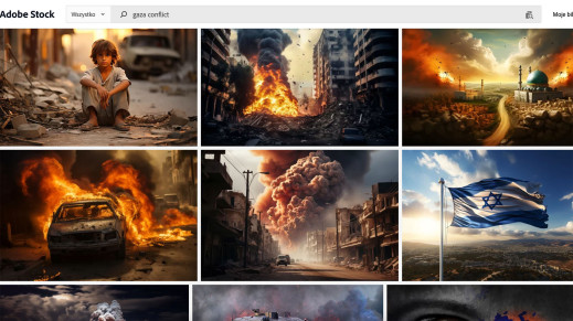 Adobe Stock sprzedaje obrazy konfliktu w Gazie wygenerowane w AI. A media je kupują…