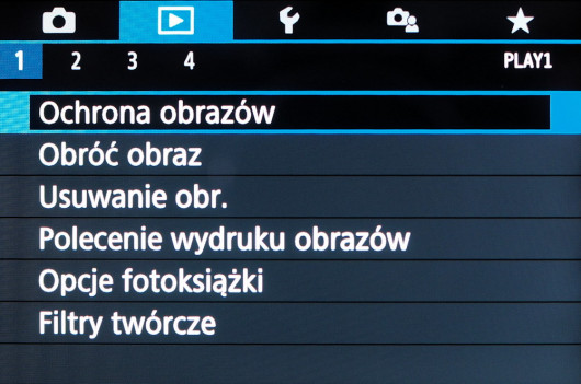 Menu główne aparatu Canon EOS M50