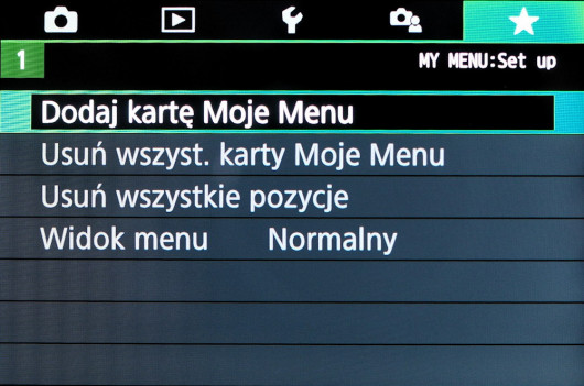 Menu główne aparatu Canon EOS M50