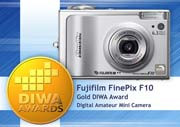 Fujifilm FinePix F10 otrzymuje Złoty Medal DIWA za wyjątkowe osiągi