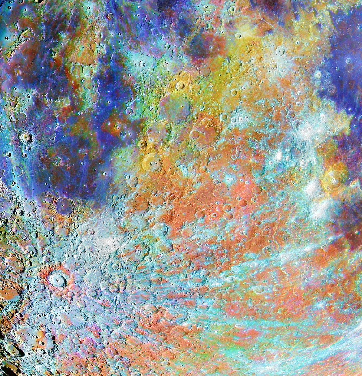 fot. Alain Paillou, "Tycho Crater Region with Colours", 1. miejsce w kat. Our Moon / Insight Investment Astronomy Photographer of the Year 2020
