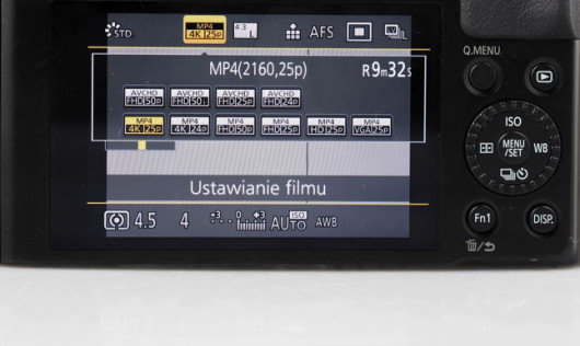 LX100 - opcje wideo dostępne z menu podręcznego