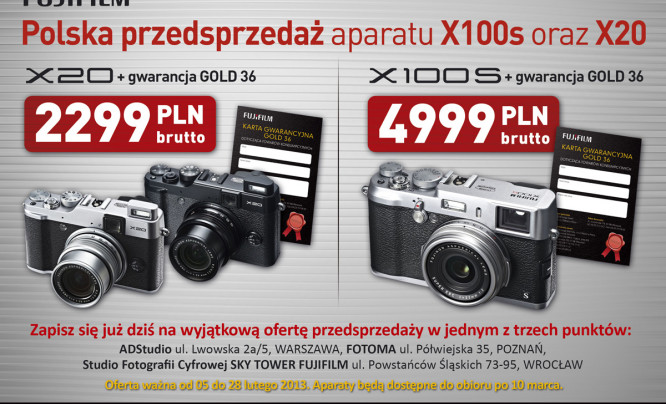  Polska przedsprzedaż Fujifilm X100s i X20