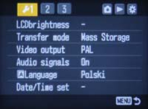 Zdjęcia menu Sony Alpha A100 i pierwsze wrażenia