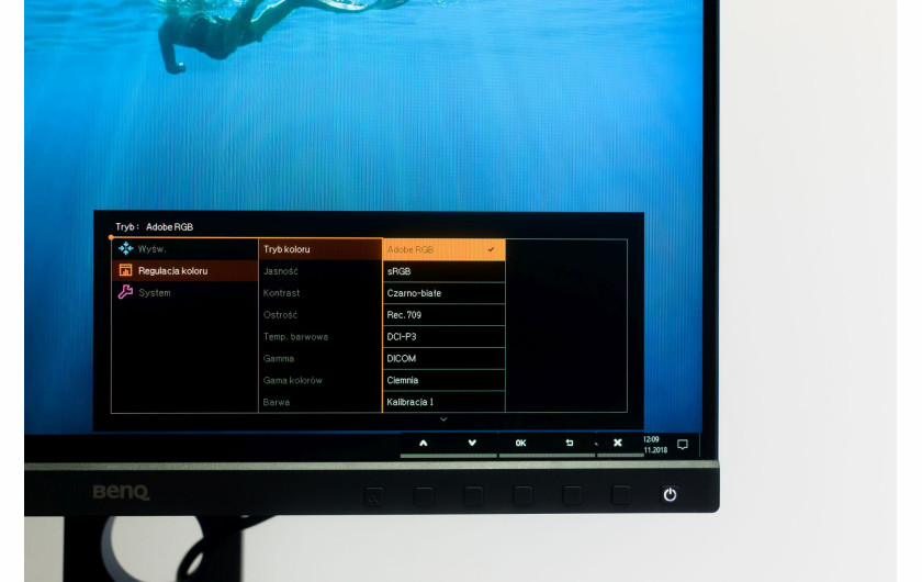 Menu monitora BenQ SW240