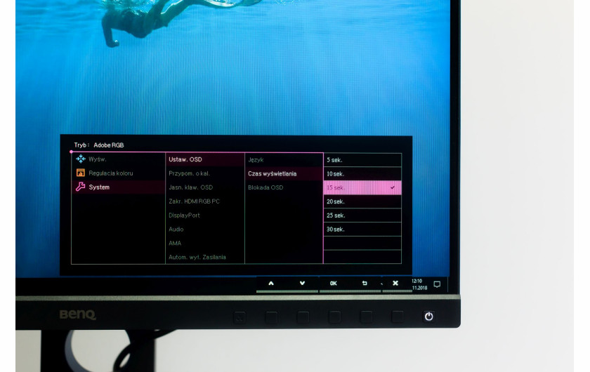 Menu monitora BenQ SW240