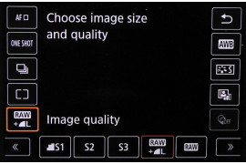 Menu podręczne aparatu Canon EOS 760D w trybie LiveView