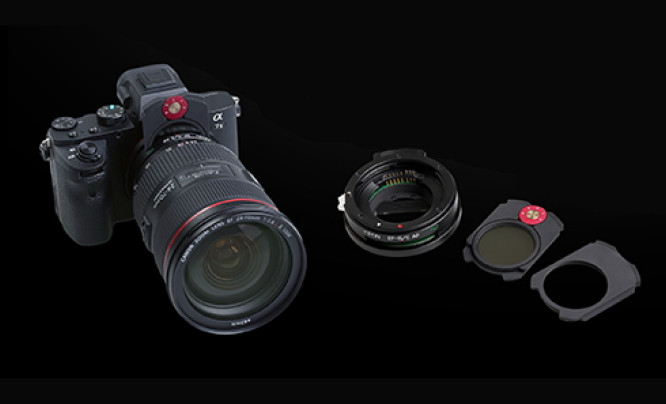 Adapter Kipon Canon EF - Sony E z wsuwanym filtrem szarym i wsparciem AF