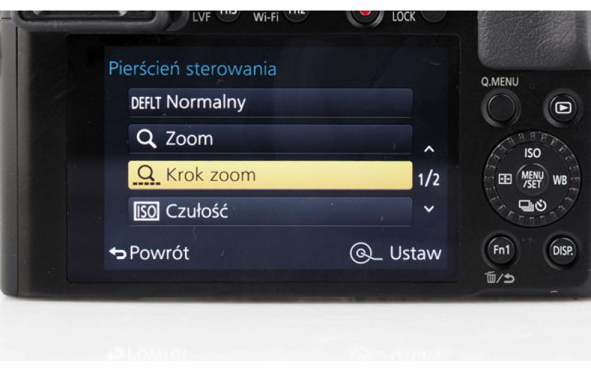 LX100 - menu zmiany trybu działania zooma
