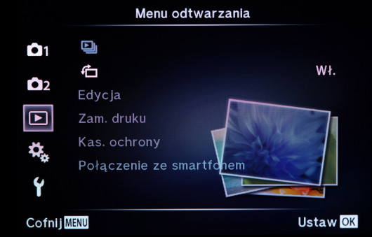Standardowe menu aparatu Olympus Pen-F