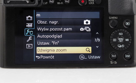 LX100 - menu ustawień własnych