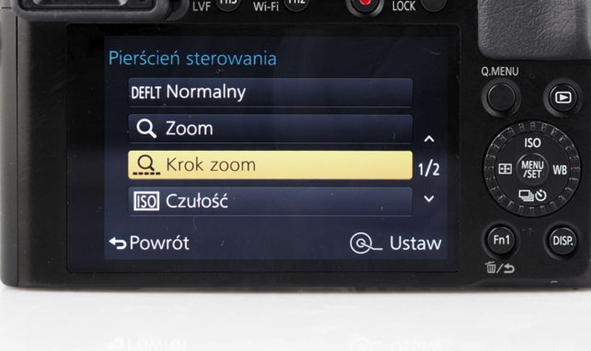 LX100 - menu, wybór trybu pracy zoomu
