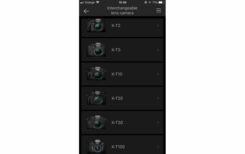 Fujifilm X-T30 - parowanie aparatu ze smartfonem