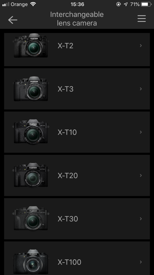 Fujifilm X-T30 - parowanie aparatu ze smartfonem